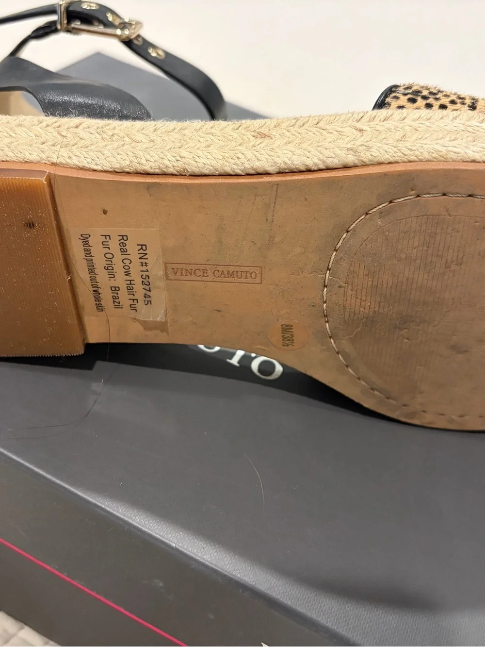 Woven Espadrille Sandals with Ankle Strap in Black and Tan